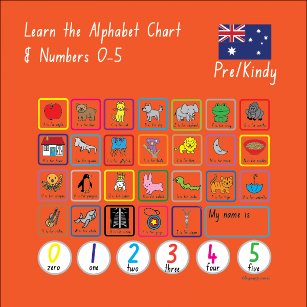 English Pre/Kindy Alphabet & Number Chart 0-5